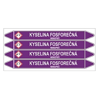 Značení potrubí, kyselina fosforečná,4 ks, 250 × 26 mm